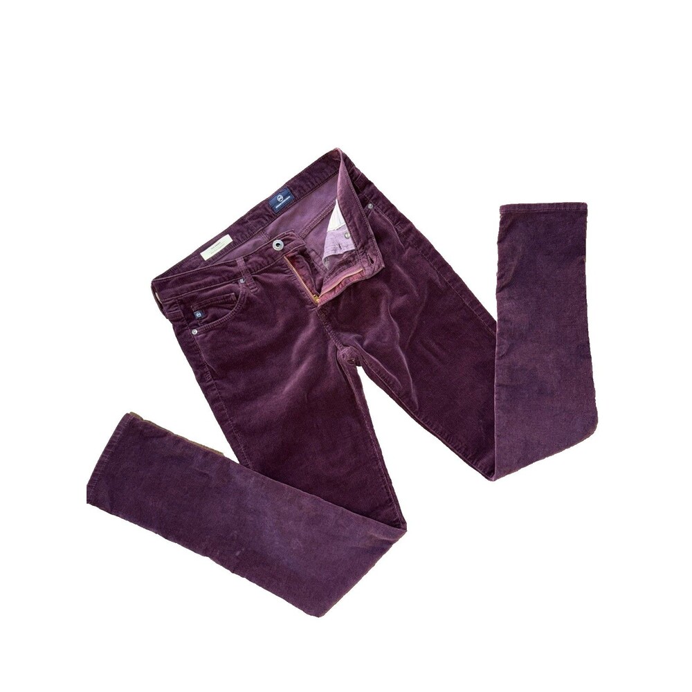 AG Adriano Goldschmied Prima Pants Womens 26 Plum Purple Corduroy Slim Straight